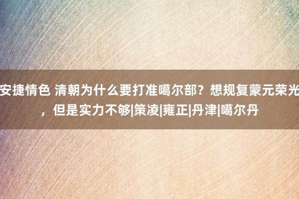 安捷情色 清朝为什么要打准噶尔部？想规复蒙元荣光，但是实力不够|策凌|雍正|丹津|噶尔丹