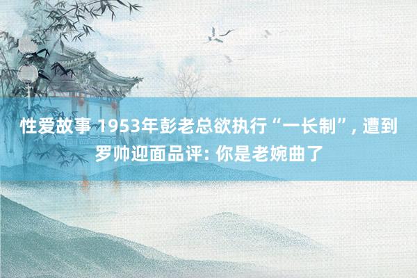 性爱故事 1953年彭老总欲执行“一长制”， 遭到罗帅迎面品评: 你是老婉曲了