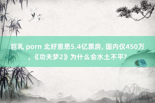 巨乳 porn 北好意思5.4亿票房， 国内仅450万， 《功夫梦2》为什么会水土不平?